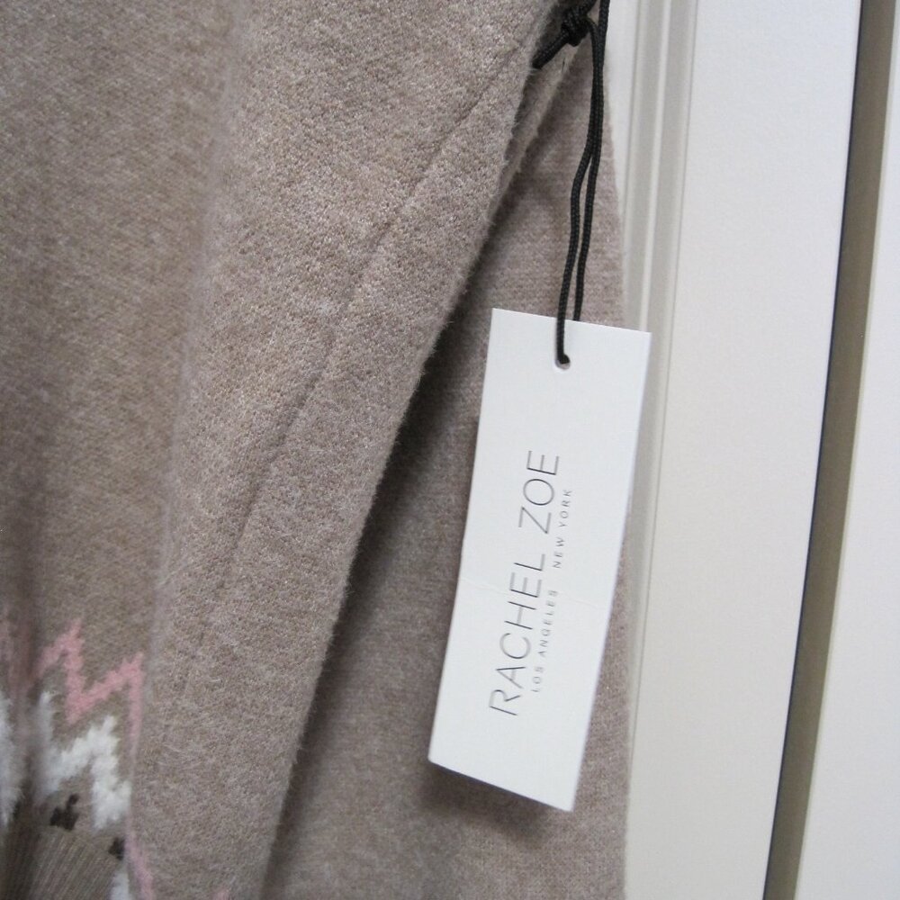 NWT Rachel Zoe Tan and Pink V-Neck hooded Sweater sz XL - Picture 4 of 6
